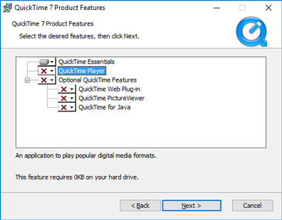 Deselect the QuickTime Player