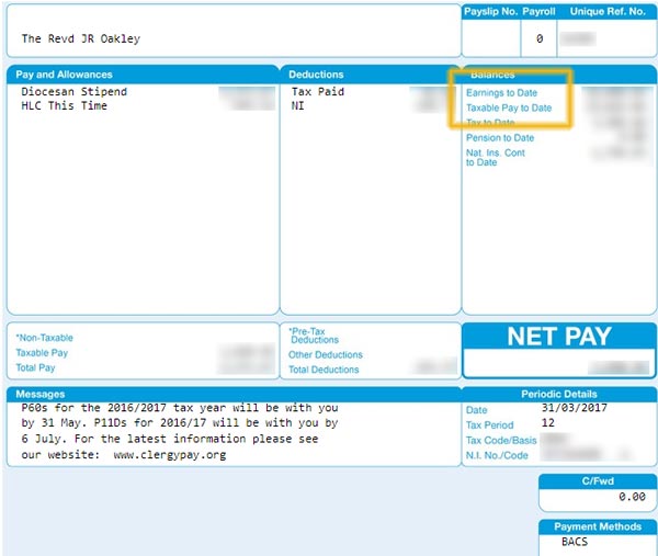 An actual pay slip